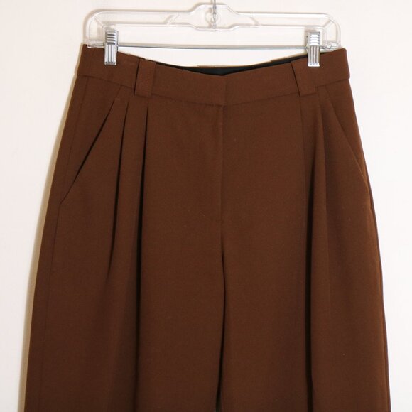 ALC Franklin Pant Womens 4 Mocha Brown Pleated High Rise Trouser Neutral Office - Picture 2 of 7